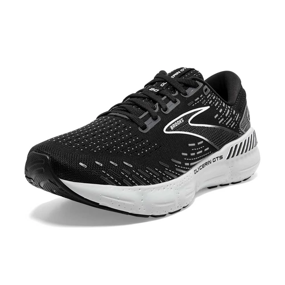 BROOKS Men's Glycerin GTS 20 Running Shoe- Black/White/Alloy- Regular (D) 5 BROOKS Men's Glycerin GTS 20 Running Shoe- Black/White/Alloy- Regular (D) - Image 3