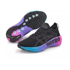 Men's Foreverrun Nitro Sunset Running Shoe - Puma Black/Luminous Blue/Electric Orchid- Regular (D) -TrailBlaze Shoes Shop 38000701 BlackBlue DET
