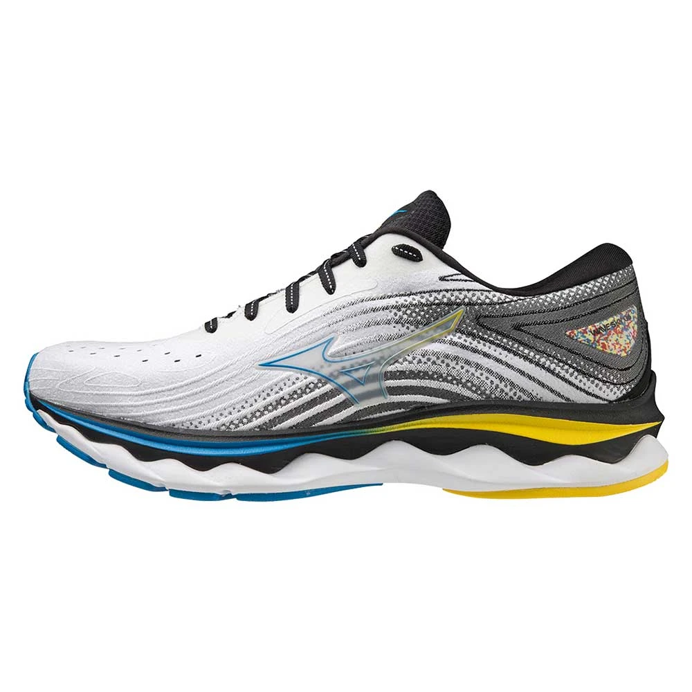 Mizuno Men's Wave Sky 6 Running Shoe - White/Cyber Yellow - Regular (D) 4 Mizuno Men's Wave Sky 6 Running Shoe - White/Cyber Yellow - Regular (D) - Image 2