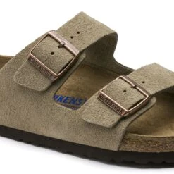 Birkenstock Arizona Soft Footbed Taupe Suede Leather Sandal - Taupe- Regular/Wide -TrailBlaze Shoes Shop 951303 detail 1