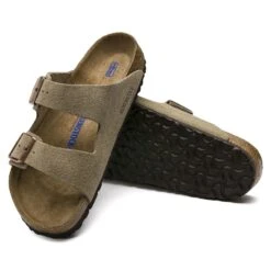 Birkenstock Arizona Soft Footbed Taupe Suede Leather Sandal - Taupe- Regular/Wide -TrailBlaze Shoes Shop 951303 sole