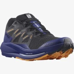 Salomon Men's Pulsar Trail Shoe - Black/Clematis Blue/Blazing Orange- Regular (D) -TrailBlaze Shoes Shop L41603200 62f015c24d41d62ac171834083393fb6