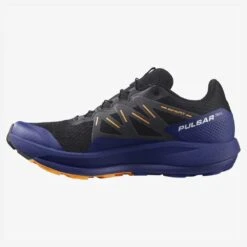 Salomon Men's Pulsar Trail Shoe - Black/Clematis Blue/Blazing Orange- Regular (D) -TrailBlaze Shoes Shop L41603200 de44a807ae7e456be51116f7aca92a13